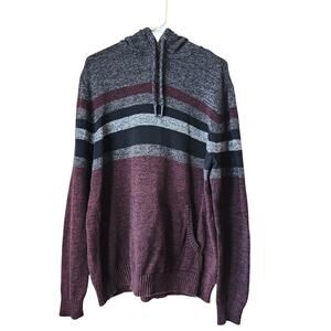 Urban Pipeline Knit Hoodie Men's Size XXL Red & Black Striped Pullover Sweater